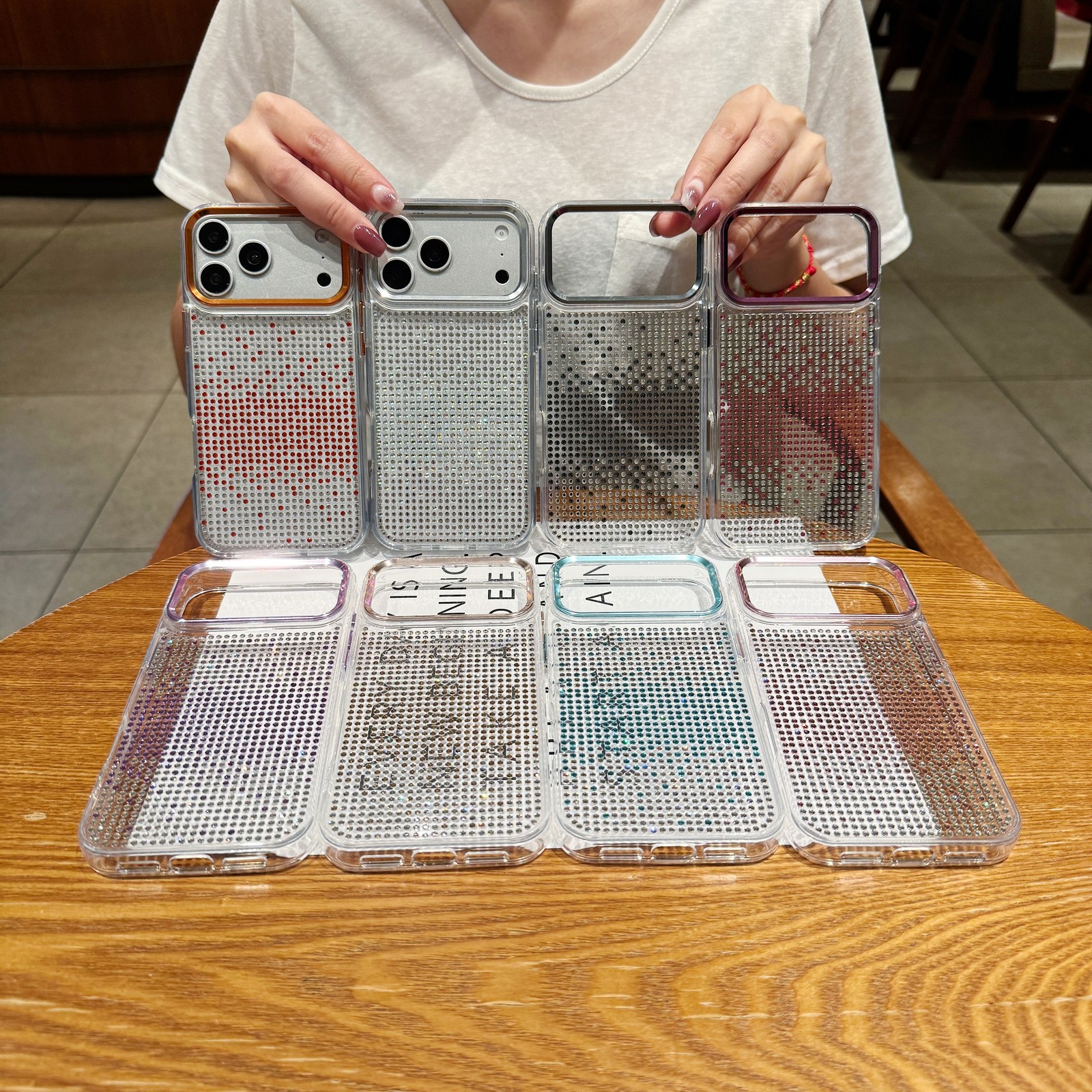 Lineup of rhinestone bling phone cases in several colors