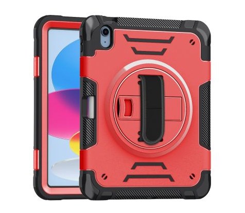 TJZC tablet cases with carbon fiber pattern, rotating ring handle and pencil holder in six colors
